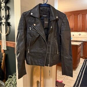 Barneys New York Women's Black Leather Biker Jacket NWT - size 12 / US 8